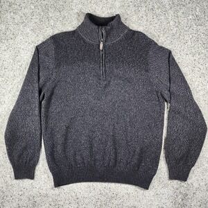 Coleman Quarter Zip Sweater Mens Large Gray Faux Fur Collar Excellent